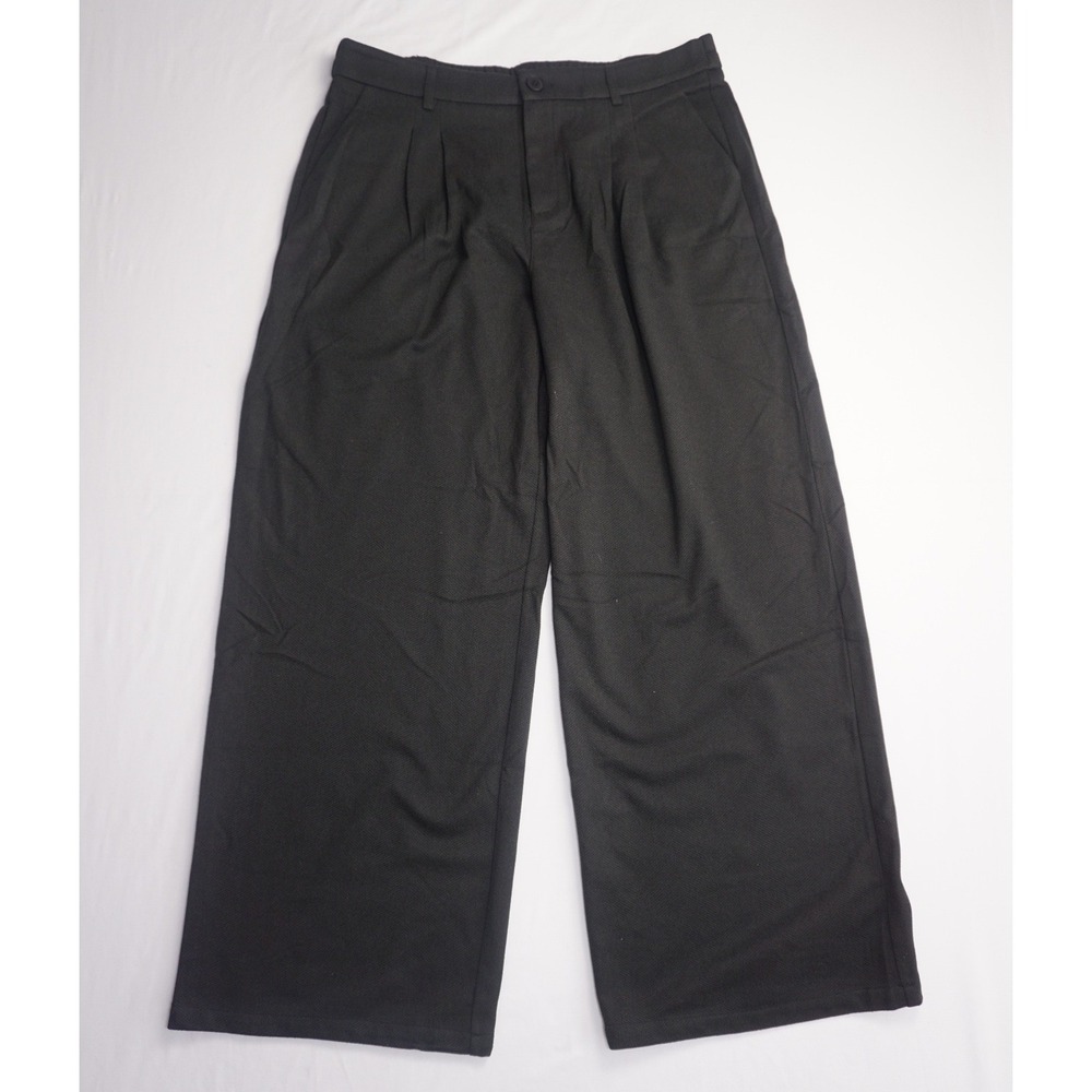Kistore XL Wide Leg Trousers Black Polyester Pleated Front NWT